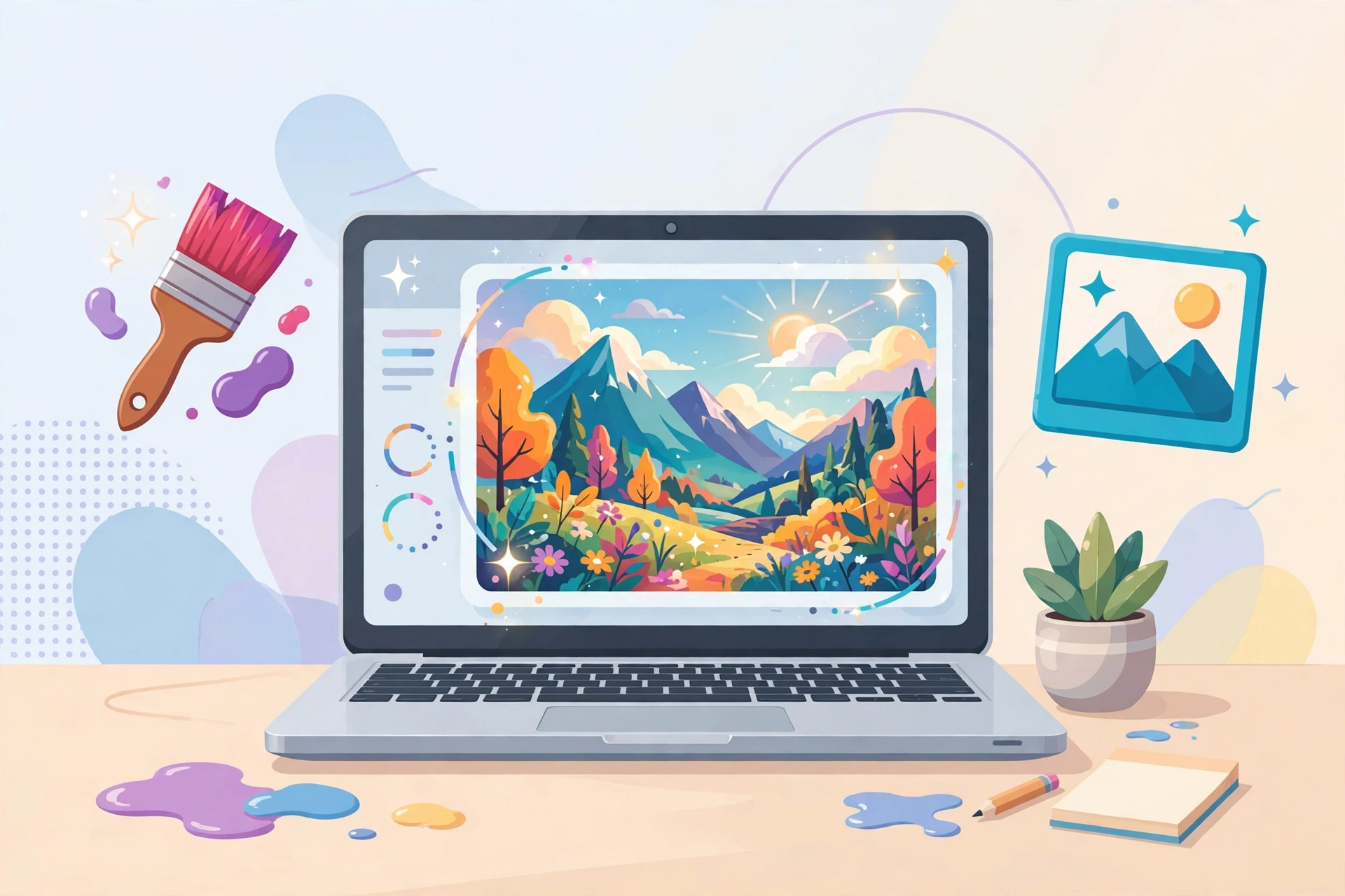 Creating blog images with AI on a laptop