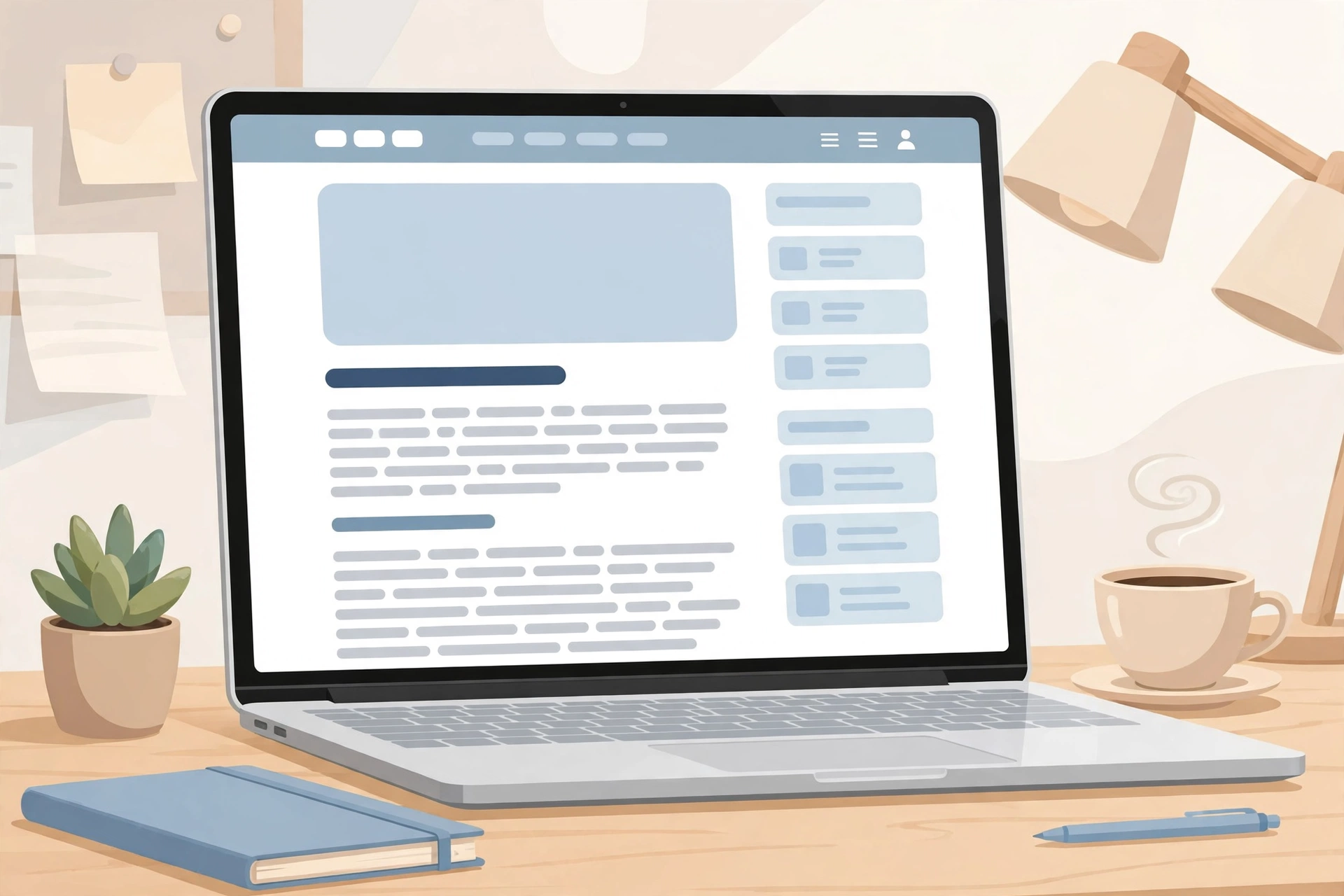 Structured blog post layout on a laptop
