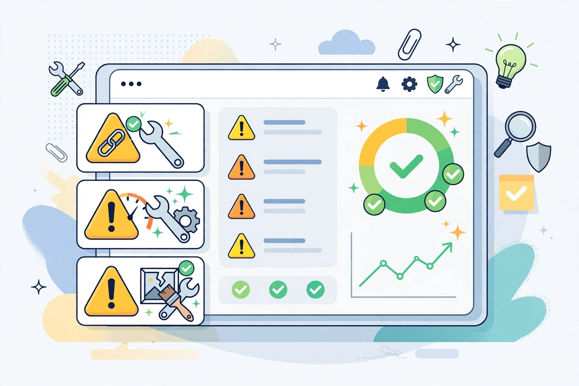 Fixing common SEO mistakes on a website dashboard